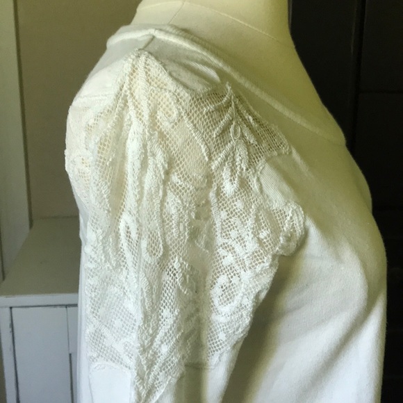 Free People Lace Sleeve Sweatshirt XS - Picture 2 of 8